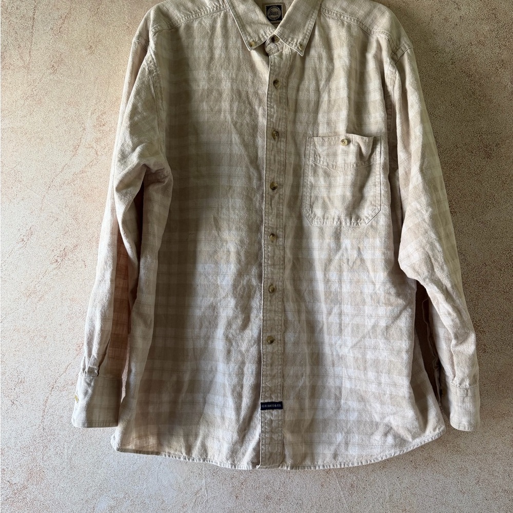 G.H. Bass & Co. Light Tan Checkered Shirt